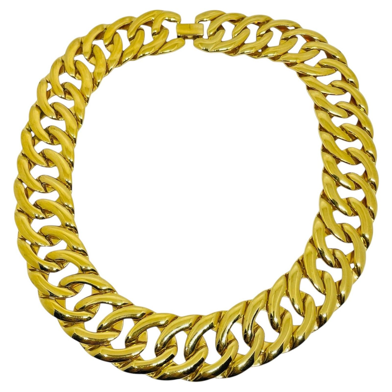 Napier Signed Vintage Gold Tone Massive Chain Designer Necklace